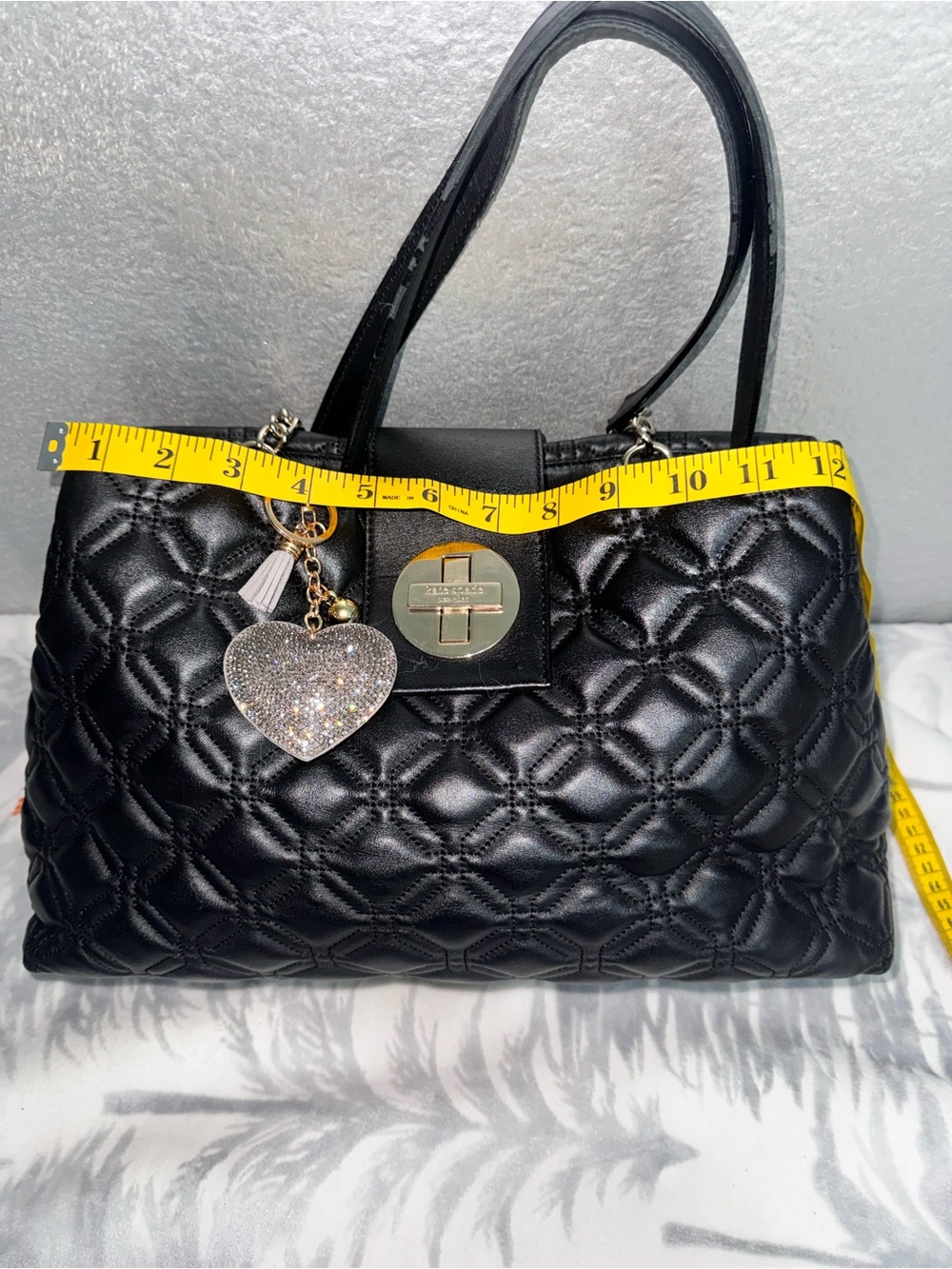 kate spade Black Quilted Shoulder Bag with Gold Hardware and Heart Charm - Picture 14 of 17